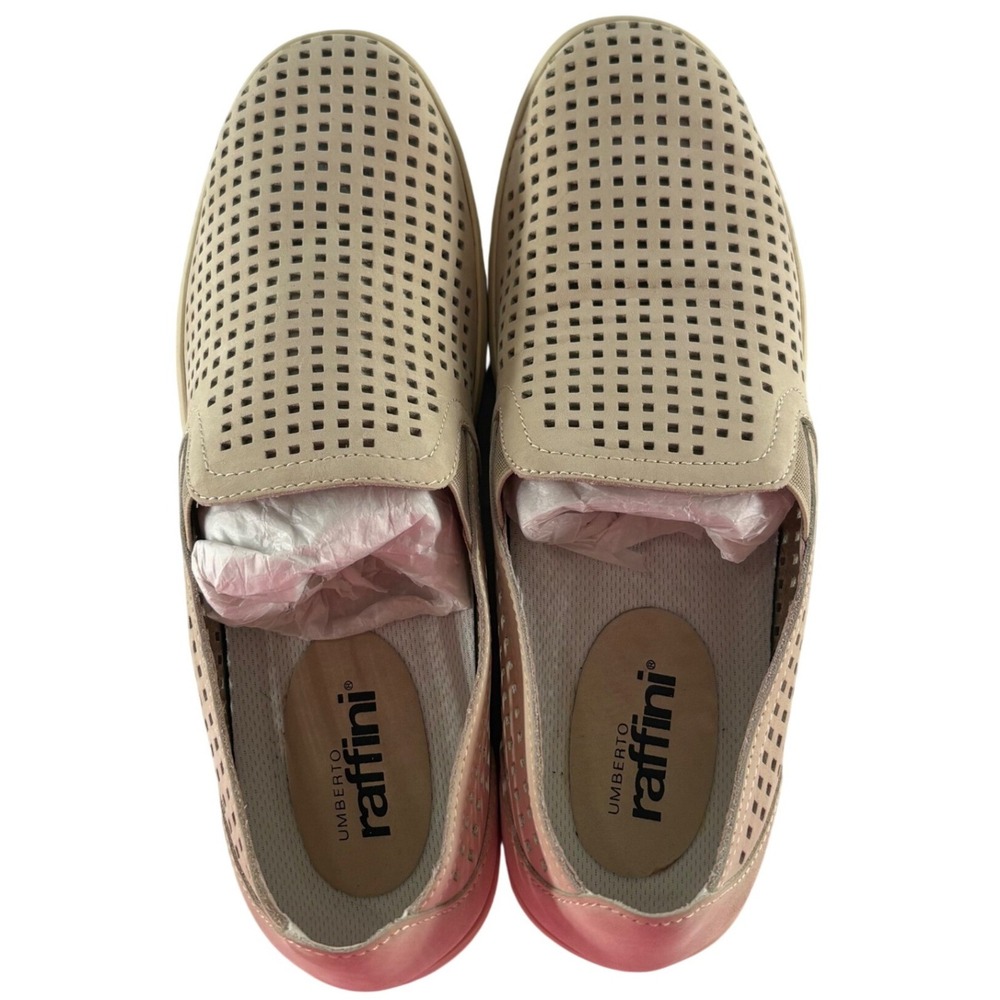 Umberto Raffini Becky Beige Perforated Leather Slip On Loafers Flats EU 38 9544